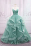 Green Spaghetti Strap Long Prom Dress, Green V Neck Tulle Prom Dress
