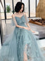 Green Sweetheart Lace Tulle Long Prom Dresses Green A-Line Prom Dress