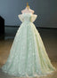 Green Tulle and Lace Long Formal Dress, Green Prom Dress