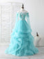 Green Tulle Lace Applique Long Prom Dress Green Graduation Dresses