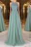 Green tulle lace Prom Dresses Long green lace Prom Dresses