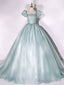 Green Tulle Long Prom Dress, A-Line Tulle Formal Evening Dresses