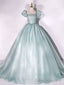 Green Tulle Long Prom Dress, A Line Tulle Formal Prom Dresses