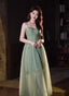 Green Tulle Straps Sweetheart Long Formal Dress, Light Green A-Line Prom Dress