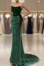 Green Tulle Velvet Long Prom Dress, Green Long Formal Dress