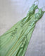 Green V neck Long Prom Dress