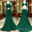 Green V Neck Mermaid Long Prom Dress, Green Prom Dress For Teens