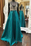 Green V Neck Sequin Long Prom Dress, Green Evening Dress