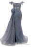Grey Prom Dresses Mermaid Beading Tulle Off the Shoulder Women Prom Dresses