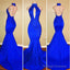 Halter Backless Mermaid Royal Blue Prom Dress