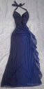 Halter Neck Dark Blue Mermaid Long Prom Dress