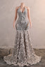 Halter Sequins Mermaid Dress Off Shoulder Deep V Neck Prom Gown Sexy Backless Long Train Prom Prom Prom Gown