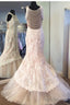 Halter Top Long Lace Mermaid Wedding Dress Unique Pearl Back