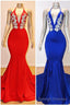 Halter V Neck Appliques Mermaid Long Eveing Gown