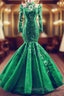 High Neck Mermaid Evening Dresses Lace Sleeves