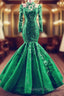 High Neck Mermaid Prom Dress Lace Sleeves