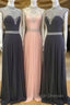 High Neck Sequin Bead Chiffon Long Prom Dress, Evening Dress