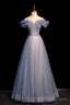 High Quality Tulle Long Prom Dress with Beaded, A-Line Evening Party Dress