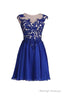 Homecoming Dress With Applique Open Back Short Prom Dress