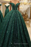 Hot Appliques Ball Gown Dark Green Wedding Dress Sequin Quinceanera Dress