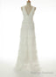 Hot Sale A Line V Neck Cascade Gorgeous Lace Wedding Dresses