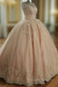 Illusion Neckline Tulle And Satin Ball Gowns Wedding Dress Lace Embroidery