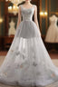 Illusion Tulle Short A-Line Gray Prom Dresses