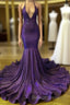 Iridescent Prom Dresses Mermaid V-Neck Open Back