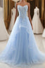 A Line Floral Engagement Prom Birthday Dresses Strapless Sleeveless Sweep / Brush Train Lace with Pleats Lace Insert
