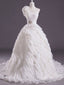 Ivory Ball Gowns One-Shoulder Flower Court Train Wedding Dresses