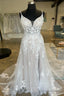 Ivory Floral Lace Spaghetti Strap Long Bridal Gowns Wedding Dress
