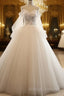 Ivory Flowers And Lace Applique Tulle Sweet 16 Dresses Long Prom Gown
