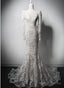 Ivory Lace Mermaid Long Sleeves Formal Dress, Lace Wedding Party Dress