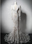 Ivory Lace Mermaid Long Sleeves Prom Dresses Lace Wedding Prom Dresses