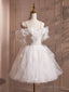 Ivory Spaghetti Strap Tulle Short Prom Dresses Lovely A-Line Prom Dresses