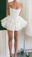 Ivory Strapless Wedding Dresses Short Hoco Prom Dresses