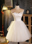 Ivory Tulle and Satin Short Prom Dress, Ivory Homecoming Dress Graduation Dress
