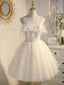 Ivory Tulle Short Straps Prom Dress Homecoming Dresses, Cute Prom Dress 2026
