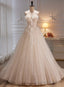 Ivory Tulle with Flowers Sweetheart A Line Long Prom Dress, Elegant Formal Dress