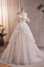 Ivory V Neck Beaded Straps Prom Dress, Ivory Floor Length Prom Dress