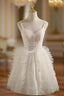 Ivory V Neck Tulle Lace Short Prom Dresses Lace Cocktail Dresses