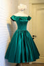 Cute Satin Short Prom Dress, Green A Line Homecoming Dress