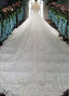 Lace Appliques & Beadings Tulle Bateau A-Line Wedding Dresses