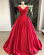 Lace Embroidery Beaded V-Neck Satin Ball Gowns Prom Dresses