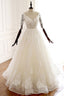 Lace Half Sleeve Long White V Neck Tulle Wedding Dress
