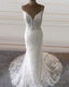 Lace Mermaid Wedding Dresses Plunge Neck Spaghetti Straps