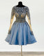 Lace Sleeves Satin Homecoming Dress Short