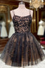 Lace Tulle Short/Mini A-line Bateau Homecoming Dress With Beading