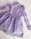 Lavender Long Sleeve Lace Homecoming Dress