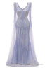 Lavender Prom Dresses Mermaid Heavily Beading Tulle Women Luxury Prom Dresses With Long Sleeves